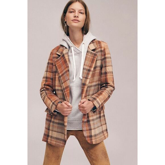 Free people Mari Plaid Blazer size large - Picture 2 of 9